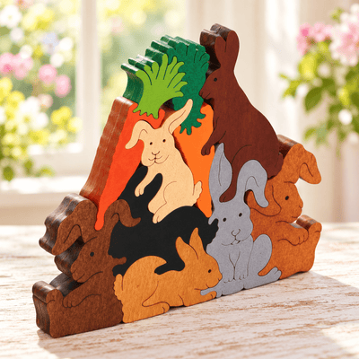 Wooden PuzzlesPILE OF BUNNIES PUZZLE - Wooden Scroll Saw Animal Puzzleanimal puzzledevelopmental toySaving Shepherd