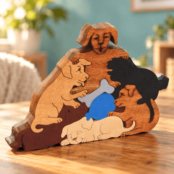 Wooden PuzzlesPUPS WITH TOYS PUZZLE - Wooden Scroll Saw Animal Puzzleanimal puzzledevelopmental toySaving Shepherd