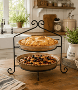 Wrought Iron2 Tier PIE PLATE STAND - Amish Hand Forged Wrought Iron Double Display Rackpie rackpie standSaving Shepherd