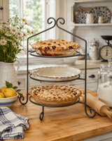 Wrought Iron3 WROUGHT IRON PIE RACK SET - Single Double & Triple Tier Metal Display Standspie rackpie standSaving Shepherd