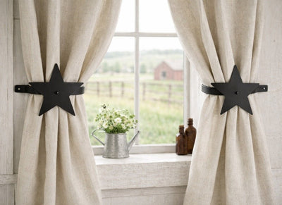 Wrought IronSTAR CURTAIN TIE BACKS - 2 Solid Wrought Iron Hand Forged Drapes Holdback HooksaccessoriesaccessorySaving Shepherd