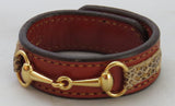 Handtooled LeatherFINE LEATHER HORSE BIT BRACELET Chestnut Faux Snakeskin Equestrian SnaffleAmerican MadeAmishSaving Shepherd