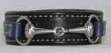 Handtooled LeatherLEATHER HORSE SNAFFLE BIT BRACELET Black & Navy Blue with Silver Equestrian Buckle HardwareAmishbarnSaving Shepherd