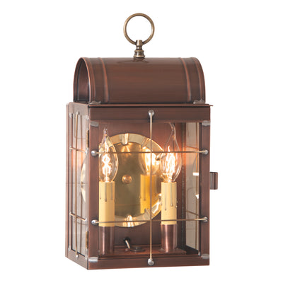 Country LightingOUTDOOR COLONIAL SCONCE Lantern Handcrafted Antique Copper Dual Candle Wall LampcandlecolonialSaving Shepherd