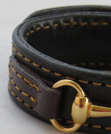 Handtooled LeatherFINE LEATHER HORSE BIT BRACELET Black & Brown Gold Equestrian SnaffleAmerican MadeAmishSaving Shepherd