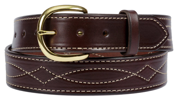 Leather BeltBIG & TALL FANCY STITCH LEATHER BELT - 1½