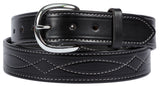 FANCY STITCH LEATHER BELT - Wide Thick Leather in 4 Colors