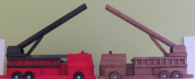 Wooden & Handcrafted ToysLARGE RED FIRE ENGINE - Handmade Working Ladder Rescue TruckAmishchildrenSaving Shepherd