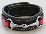 Handtooled LeatherFINE LEATHER HORSE BIT BRACELET Pink & Black Silver Equestrian SnaffleAmerican MadeAmishSaving Shepherd