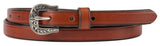 LADIES' BRIDLE LEATHER BELT - ¾" Wide with Embossed Silver Buckle