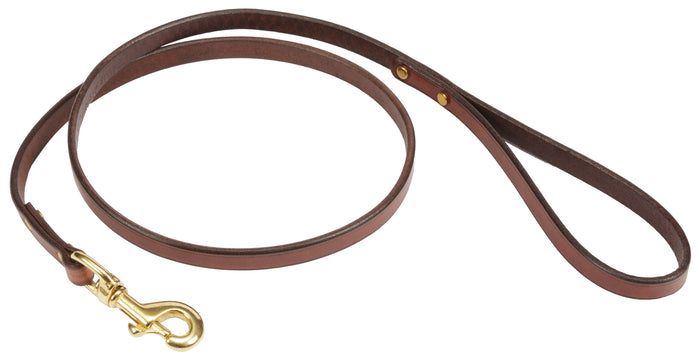 DOG LEASH - Brown Leather with Brass Hardware in 4 Sizes