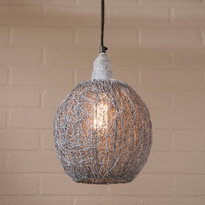 Chandeliers & Ceiling FixturesNesting Wire Hanging Light in Weathered Zinc Finish ♦ Modern Industrial Farmhouseaccentaccent lightSaving Shepherd