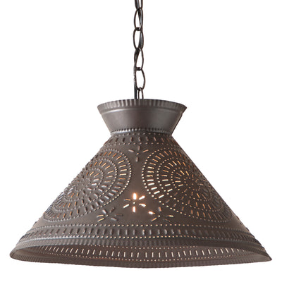 Country LightingPUNCHED TIN ROOSEVELT PENDANT LIGHT Large Chisel Pattern Ceiling LightaccentbarSaving Shepherd