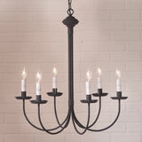 6 Arm GRANDVIEW CHANDELIER - Textured Black with Gray Sleeves Candelabra