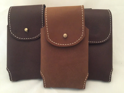 Handtooled LeatherHANDMADE LEATHER PHONE CASE & WALLET Brown Belt Holster with Stud ClosureAmishAppleSaving Shepherd