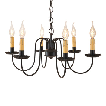 Country Lighting6 Arm PRIMITIVE CHANDELIER - Powder Coated Midnight Black Handcrafted CandelabracandelabracandleSaving Shepherd