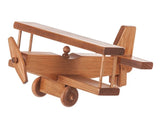 Wooden & Handcrafted Toys12½" AIRPLANE - Bi Plane with Pilot & Working Propeller and WheelsairplaneAmishSaving Shepherd