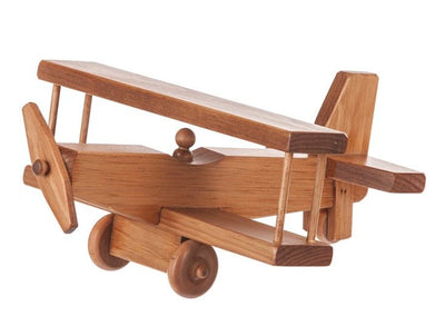 Wooden & Handcrafted Toys12½" AIRPLANE - Bi Plane with Pilot & Working Propeller and WheelsairplaneAmishchildrenSaving Shepherd