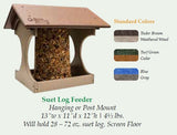 Bird FeederSUET LOG FEEDER - Large 4 Season Post Mount or Hanging Seed Feederbirdbird feederSaving Shepherd