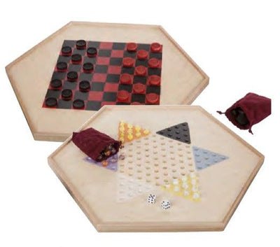 Wooden & Handcrafted Toys2 CLASSIC CHECKER GAMES - Chinese Checkers & Traditional Wood Board with Glass Marblesboardboard gameSaving Shepherd