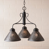 ISLAND BAR LIGHT - Rustic Iron Chandelier with Punched Tin Shades