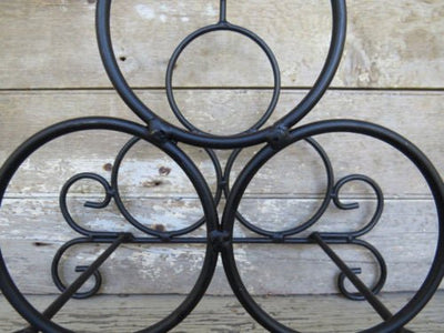 Wine AccessoriesPRIMITIVE WROUGHT IRON WINE RACK 3 Bottle Hand Forged Rackwine accessoriesSaving Shepherd