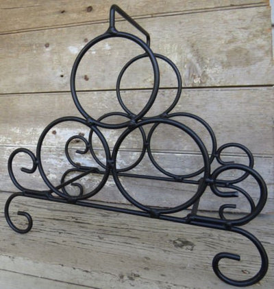 Wine AccessoriesPRIMITIVE WROUGHT IRON WINE RACK 3 Bottle Hand Forged Rackwine accessoriesSaving Shepherd