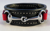 Handtooled LeatherLEATHER HORSE BIT BRACELET Handmade Red & Black with Silver Equestrian SnaffleAmishbarnSaving Shepherd