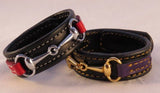 Handtooled LeatherLEATHER HORSE BIT BRACELET Handmade Red & Black with Silver Equestrian SnaffleAmishbarnSaving Shepherd