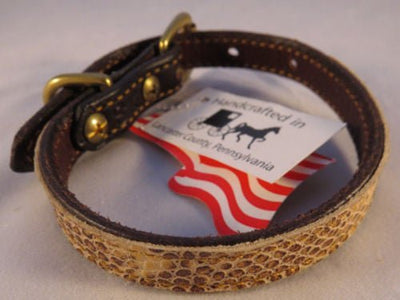 Handcrafted for PetsLEATHER PET COLLAR with Faux Snakeskin for Dog Cat or Small PetCatcatsSaving Shepherd