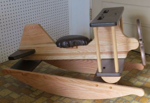 ROCKING AIRPLANE Solid Oak Amish Handmade in USA Saving Shepherd