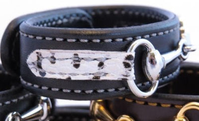 Handtooled LeatherLEATHER HORSE SNAFFLE BIT BRACELET Amish Handmade Black Zebra Print with Silver Equestrian HardwareAmishbarnSaving Shepherd