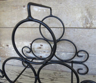 Wine AccessoriesPRIMITIVE WROUGHT IRON WINE RACK 3 Bottle Hand Forged Rackwine accessoriesSaving Shepherd