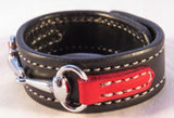 Handtooled LeatherLEATHER HORSE BIT BRACELET Handmade Red & Black with Silver Equestrian SnaffleAmishbarnSaving Shepherd