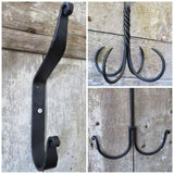 PrimitivesCAST IRON HOOK Hand Forged Double Coat Tree Wall Hook by Amish BlacksmithSaving Shepherd