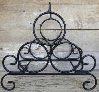 Wine AccessoriesPRIMITIVE WROUGHT IRON WINE RACK 3 Bottle Hand Forged Rackwine accessoriesSaving Shepherd