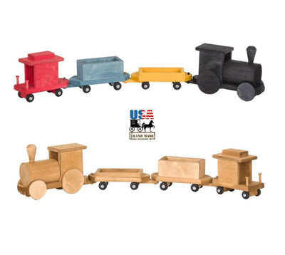 Wooden & Handcrafted ToysJUMBO WOOD TOY TRAIN - Engine 2 Cars and Caboose Handmade Toys USAAmericaAmishSaving Shepherd