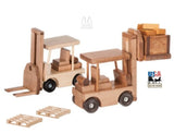 TRACTOR TRAILER & FORK LIFT SET - Amish Handmade Wood Toy Skid Truck