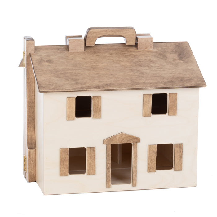 DOLL HOUSE - Amish Handmade Folding Birch Wood Toy - WHITE