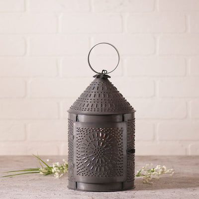 Country Lighting15" Fireside Colonial Lantern with Chisel Pattern in Kettle Black Tin Finishaccent lightaccent lightingSaving Shepherd