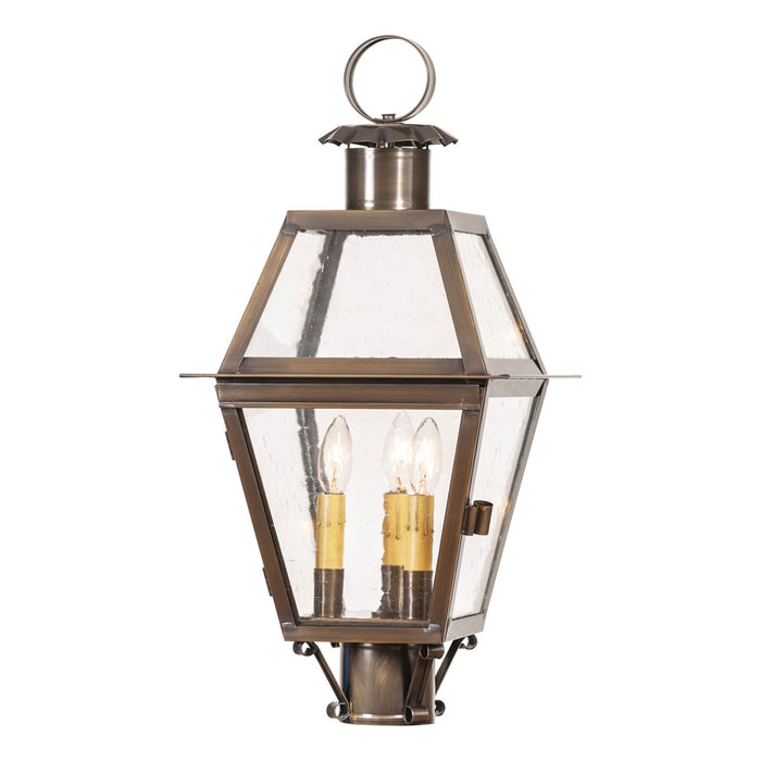 TOWN CRIER OUTDOOR POST LIGHT - Solid Weathered Brass with 3 Bulbs