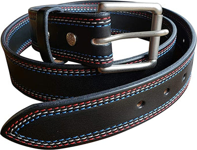 Leather BeltPATRIOT BELT - Red White & Blue Triple Stiched Bridle Leather USAbeltdress beltSaving Shepherd