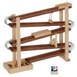 Wooden & Handcrafted ToysMARBLE FLYER RACE TRACK - Wood & Metal Roller Run with Glass MarblesAmishchildrenSaving Shepherd