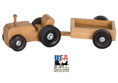 Wooden & Handcrafted ToysFARM TRACTOR with GARDEN CART - Handmade USA Wood ToyAmishboySaving Shepherd