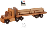 Wooden & Handcrafted ToysLarge LOGGING TRACTOR TRAILER TRUCK - Handmade Working Wood Toy with Log CargoAmishchildrenSaving Shepherd