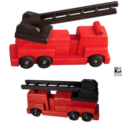 Wooden & Handcrafted ToysRED FIRE ENGINE LADDER TRUCK - Handmade Wood First Responder ToyAmishchildrenSaving Shepherd