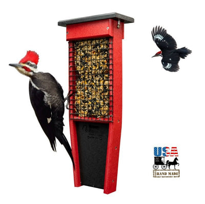 Bird FeederPILEATED WOODPECKER FEEDER - Double Suet Cake Hanger with Tail Prop Amish USAAmishamish handmadeSaving Shepherd