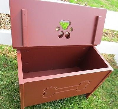 Handcrafted for PetsPET TOY BOX Handmade Dog Cat Wood Storage Chest w Bone Paw Print Custom FinishanimalboxSaving Shepherd