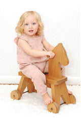 TODDLER RIDE ON HORSE - Amish Handcrafted Wood Walker in WHITE & NATURAL