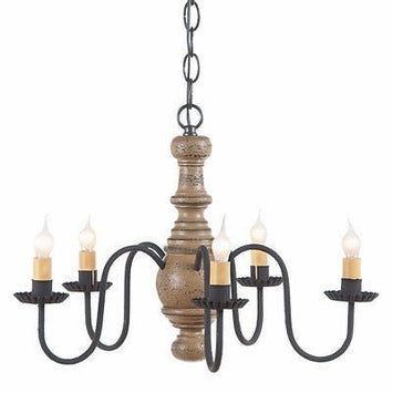 Country Lighting5 ARM LANCASTER WOODSPUN CHANDELIER Handcrafted Candelabra Ceiling LightamericanaAmishSaving Shepherd